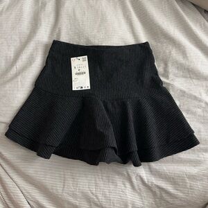 Zara Pinstripe Ruffled Mini Skirt